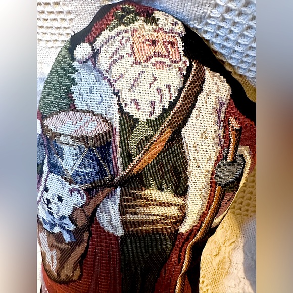 Vtg Santa🎅Claus Tapestry Door Stopper Weighted Bean Bag Christmas Decor LikeNew - Picture 10 of 11